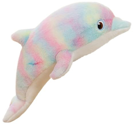 Champracer Niedlicher Regenbogen Delphin Plüsch, Plüschtier für Kinder und Baby, Bunter Delphin Plüsch Meerestiere, Kuscheliges Kuscheltier, Weiches Kuscheltier (50cm,Bunt)