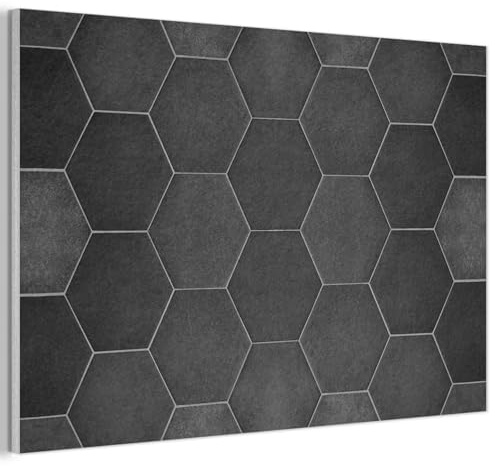MuchoWow© Filz Bilder Akustikpaneele Wohnzimmer Deko Modern Wandbild | 90x60 cm - Schallabsorption Bild Schlafzimmer Room Decor Schalldämmung Design - Fliesen - Schwarz - Grau - Industrial