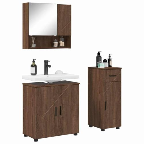 vidaXL Bathroom Furniture Set 3 pcs Brown oak 61 x 35 x 64 cm,