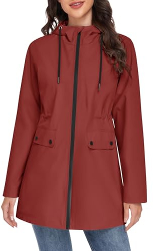 Yuson Girl Women's Coats Lightweight Jackets Elegant Spring Coat Ladies Outdoor Windbreaker Womens Jacket Transition with Drawstring Zipper Hood Casual Parka for Spring Summer Autumn