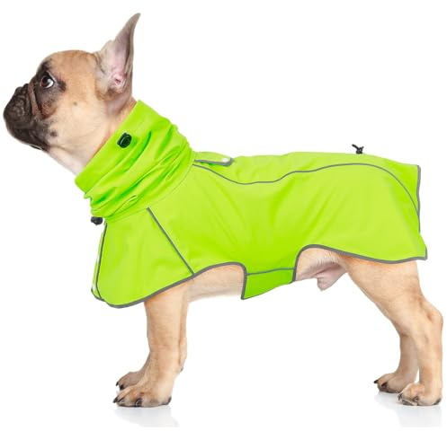 Ezierfy Hunderegenmantel - Wasserdichter Regenjacke für Hunde, Einstellbare Regenmantel für Mittlere, Große und Extra Große Hunde, Reflektierend, Atmungsaktiv, Grün, S