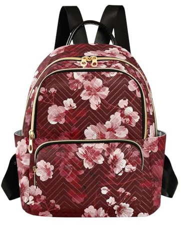 OWFKAY Petit sac à dos pour femme Motif fleurs de cerisier Rouge, Fleurs de cerisier rouge, M, sac à dos femme