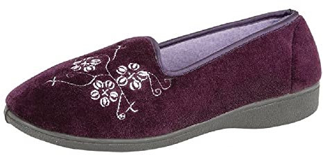 Zedzzz Womens/Ladies Jenny Embroidered Slippers (8 UK) (Purple)