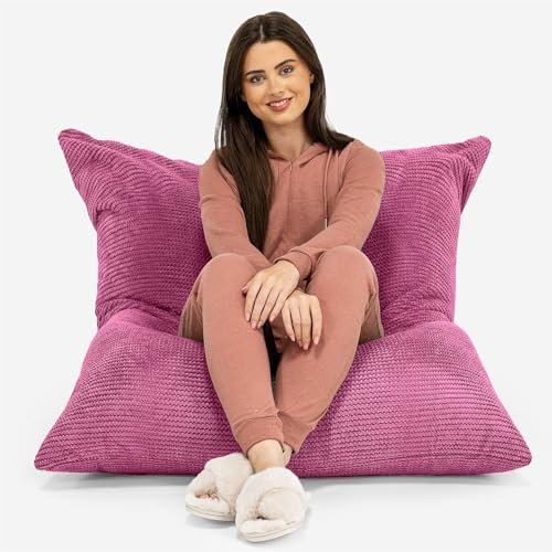 Lounge Pug, Riesen Sitzsack XXL, Sitzkissen, Pom-Pom Pink