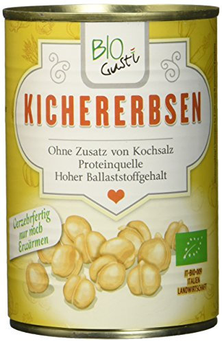 Biogustí Bio-Kichererbsen – Veganerfreundlich ohne Salzzusatz – Ideal für die schnelle Küche – 12er Pack (12 x 400 g)