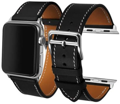CAILIN Band iWatch Series 1 Series 2Series 3, Luxury Genuine Leather Smart Watch Band Strap Single Tour Replacement (Black)