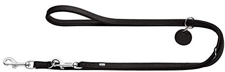 HUNTER Comfort Verstellbare Hundeführleine, Leder, schlicht, strapazierfähig, geschmeidig, 1.5 x 200 cm, schwarz