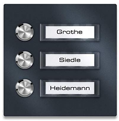 Metzler Türklingel Edelstahl Anthrazit - Namensschild austauschbar - LED-Taster - Aufputz-Montage