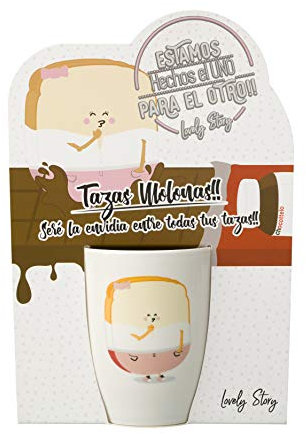 LOVELY STORY Taza Decorada, Cerámica, Blanco, 14_cm