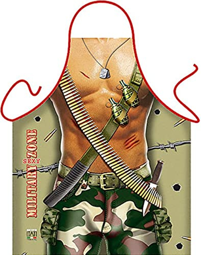 ITATI Herren Grillschürze Grillschürze Küchenschürze Fleckschutz für Herren, Militärmodell, Maße: 75 x 58 cm