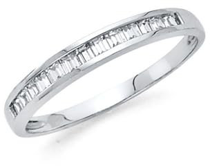 JewelryWeb Damen-Ehering, 14 Karat Weißgold, Zirkonia, künstlicher Diamant, Größe N 1/2