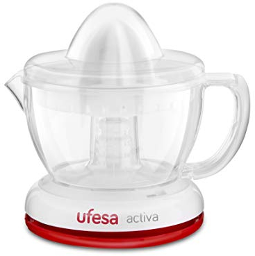 Ufesa EX4934 Exprimidor Eléctrico para Cítricos y Naranjas, 40 W, 0.7 litros, Plástico, Blanco/Rojo