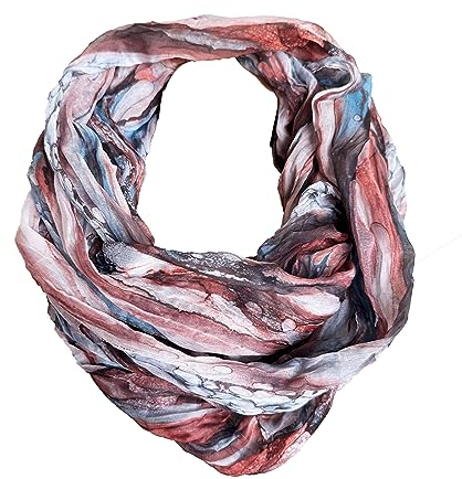 JameStyle26 Farbverlauf Seide Sommer Loop Verlauf Regenbogen Rainbow Silk Uni Rundschal Schlauchschal Stola Schal leicht (# Rosa)