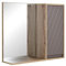HOMCOM Spiegelschrank Badschrank Hängeschrank Badmöbel Wandschrank Mehrzweckschrank, Spanplatte+MDF, Grau+ Natur,57 x 14,2 x 49,2 cm