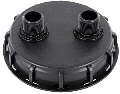 IBC Adapter Kappe, IBC Tank Tap Adapter, Kunststoff IBC Deckel Verschlussdeckel, IBC Cap Mit DN 150 Einloch 1-Zoll Außengewinde, IBC Tankdeckel Tankanschluss Deckel Für Regenwassertank (Doppelloch)