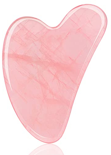 Ecoswer Gua Sha Facial Tool,Guasha Tool for Face,Facial and Body Massager,Natural Stones Rose Quartz,Scraping and SPA Acupuncture Therapy to Lift,Decrease Puffiness and Tighten.(Pink)