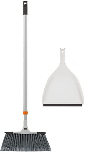 Slim Angle Broom with Dustpan with Extendable Handle 53 Long, Durable Collapsible Broom for Home, Kitchen, RV, Travel