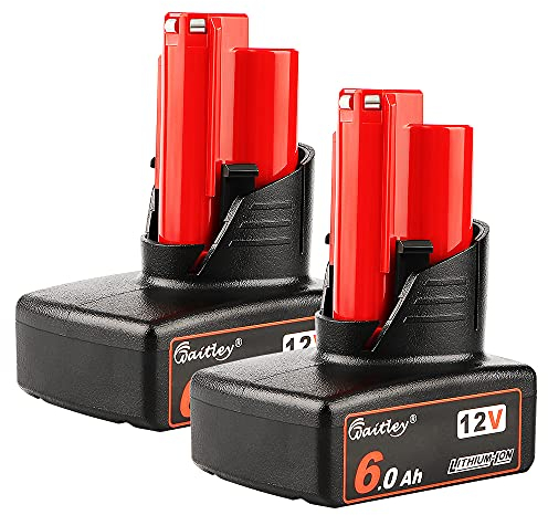 Power Elektro 2 Pack M12 12V 6.0Ah Replacement Battery Compatible with Milwaukee M12 Lithium-ion Battery 48-11-2411 48-11-2440 48-11-2402 Milwaukee M12 XC Cordless Tools…