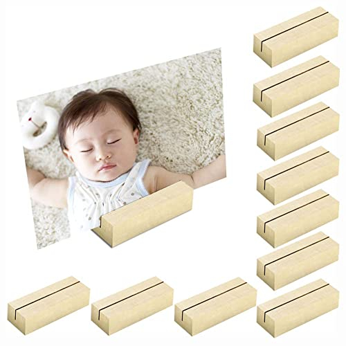 BluVast Kartenhalter, 10er-Pack Holz, Menükartenhalter, Postkartenhalter, Fotohalter, Hochzeitstischnummer, Platzkartenhalter, Fotoständer, Brown, Holz