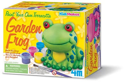 4M Paint Your Own Teracotta Garden Frog - Arts and Craft Painting Kit for Children Ages 8+, Green, (404782)