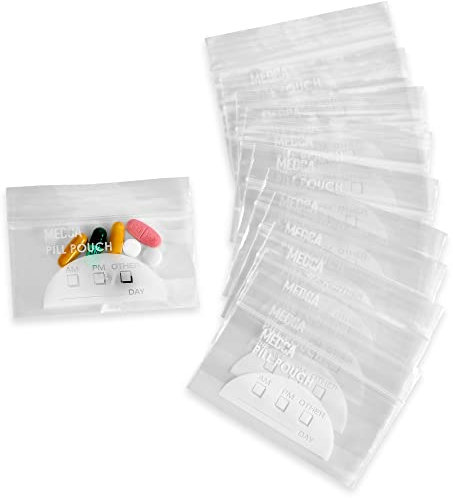 Pill Bag Pouch, Reusable Plastic Pill Organizer Bags, Size 4'' x 2.75 3 Mil (Pack of 100)