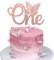 Xsstarmi 1 PCS Butterfly One Cake Topper Rose Gold Glitter Baby Shower Butterfly 1st Birthday Cake Pick for Butterfly Theme Baby Shower 1st Birthday Party Cake Decoration Supplies