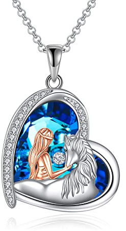 YAFEINI Pferd Halskette Mädchen Anhänger Pferd Kette 925 Sterling Silber Schmuck Geschenk für Damen Freund