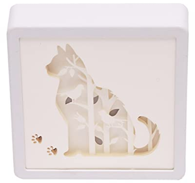 CIM 3D Papercut Lightbox – SQUARE Cat – Maße: 16x5x16cm – Katze Shadowbox Wohnaccessoire - Schnitzlampe aus Papier – kreatives Nachtlicht – einzigartige Dekoration für Fensterbänke und Regale