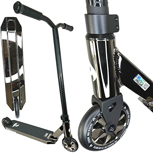 Chilli Pro Rocky V3 Stunt-Scooter Integrated Headset Park-Trick-Tret-Roller Schwarz/Blackchrome + Fantic26 Griptape