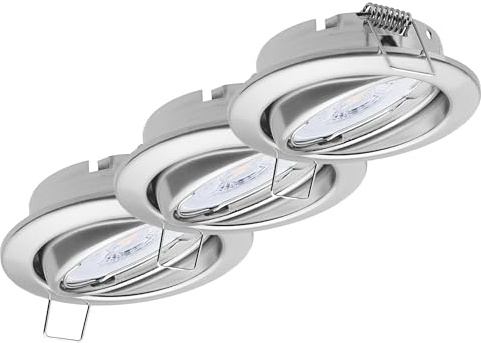 Oktaplex 3x Dijon LED Einbaustrahler 230V 3-Step dimmbar schwenkbar flach | 22mm Einbautiefe, Warmweiß 2700K, Lochmaß 68mm, 4,8W, 380lm, 110°, Spots Chrom, rund