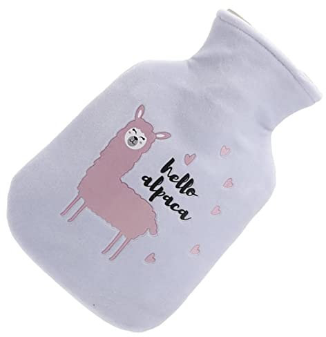 WäRmflasche Mit Fleece-Alpaka-Bezug WäRmflasche Zur Schmerzlinderung Nacken Kopfschmerzen GemüTliche NäChte 500 Ml