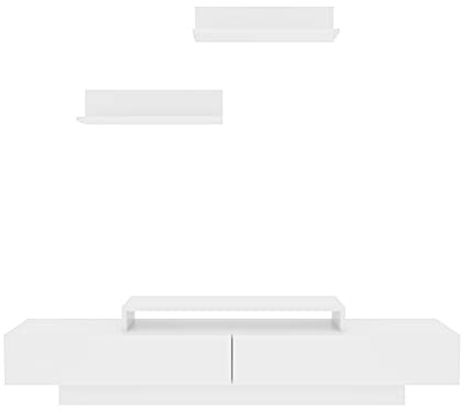 DECOROTIKA Lusi Modern TV Unit including Wall Shelves for Living Room, Bedroom, Entertainment Unit TV Stand - For TVs up to 71 inch - White