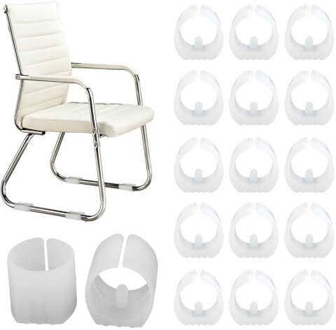 32 Pz Coprigambe Per Sedia In Silicone,Manicotto A Forma Di U Manicotto Per Tubo Mobili Protezioni Per Il Pavimento Morsetto Per Sedia Cantilever, Per Pavimenti Prevengono Graffi (25mmU type,White)