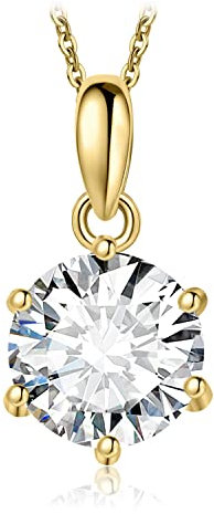 JewelryPalace Rundschliff 1.5ct Moissanite Kette Anhänger, Simulierter Diamant Braut Schmuck Set, Halskette Damen Silber 925 Collier Damen mit Stein, Schmuck Mädchen Geschenk Frauen Vergoldet 45CM