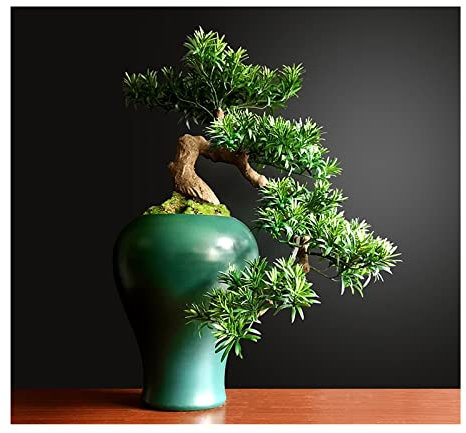PEVSCO Kunstbonsai Künstlicher Bonsai Tree Faux Pine Tree Bonsai Wacholder Bonsai Artificial Bonsai Tree Innendekoration Zimmerpflanze mit Keramiktopf Gefälschte Pflanze Dekoration