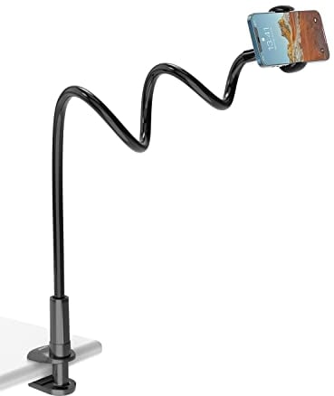 TRYONE Soporte Movil Mesa: Sujeta Móvil Teléfono [Brazo Largo de 90 cm] Pinza Movil Flexible para Serie iPhone 16 15 14 13 12 11 Pro Max, Plus, Mini XS XR X, Samsung, Huawei, Google, Otras Smartphones