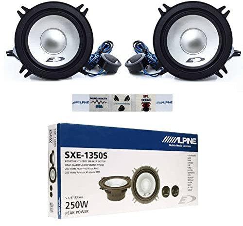 Kit Set para Alpine SXE-1350S Sistema DE 2 VÍAS 13,00 cm 130 mm 5 Altavoces Grises 40 vatios rms y 250 vatios máx. impedancia 4 Ohm, por par + 5 Pegatinas Gratis