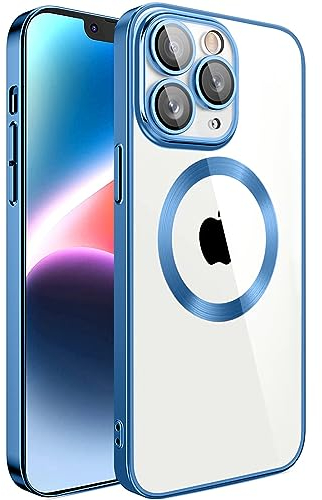 S. Dawezo Klare Magnetische Hülle für iPhone 11 Pro, kompatibel mit MagSafe Kabelloses Laden, Militärnorm Schutz, Kratzfest, Stoßfest, Schlanke Transparente Silikonhülle für iPhone 11 Pro Hülle, Blau