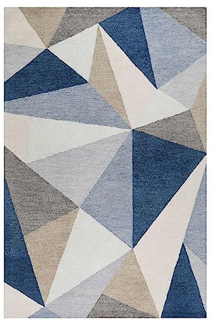 Wecon Home Moderner Kurzflor Teppich der Marke Esprit im geometrischen Design für Wohnzimmer, Schlafzimmer und Kinderzimmer – Next Time 2.0 (80 x 150 cm, blau)