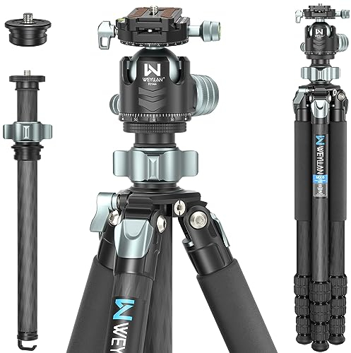 WEYLLAN Trípode Fibra Carbono 168cm, Trípode con Función Monopod, Carga 25kg
