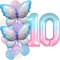 Yunchu Online 10. Geburtstag Dekoration Mädchen Gradient Schmetterling Ballons Deko 10 Jahre Schmetterling Geburtstag Party Set Große Schmetterling Folienballon für Schmetterling Party Supplies