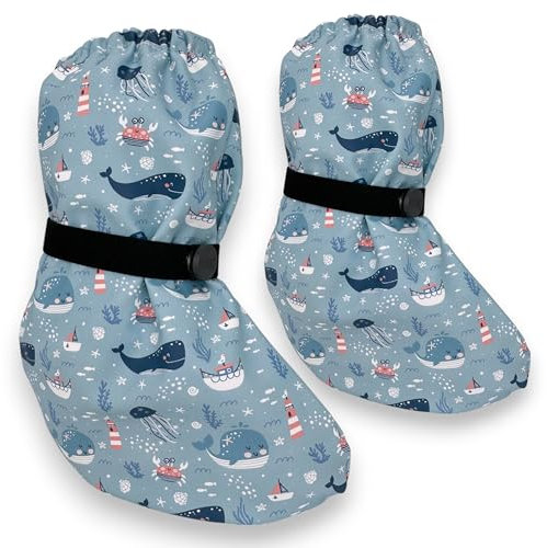 HECKBO baby rain booties without fleece rain shoe covers - Sea - 3-18 months - overshoes crawling shoes
