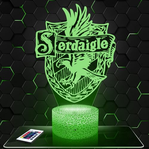 Lampe de chevet, Veilleuse Tactile H. Potter Serdaigle Lampe 3D LED illusion, Idée cadeau Noël anniversaire garçon et fille Lampe de nuit chambre d'enfant ou adulte