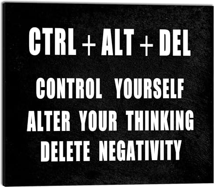 Pyradecor Motivierendes Poster mit Strg + Alt + DEL Klassenzimmer, positive Zitate, inspirierendes Poster, Leinwanddruck, Wandkunst für Büro, Wohnzimmer, Heimdekoration