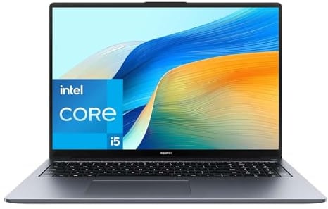 HUAWEI MateBook D 16 2024, 12th Gen Intel Core i5, 16GB RAM, 512GB SSD, 16 Zoll FullView Display, 1,68 kg leichten Gehäuse, Windows 11 Home, Space Gray, Deutsche Version