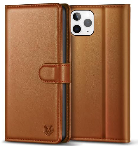 Kuafcase Compatible for iPhone 11 Pro Max Case with 4 Card Slots Magnetic Closure Kickstand Shockproof Protective Phone Case Compatible for iPhone 11 Pro Max - Brown