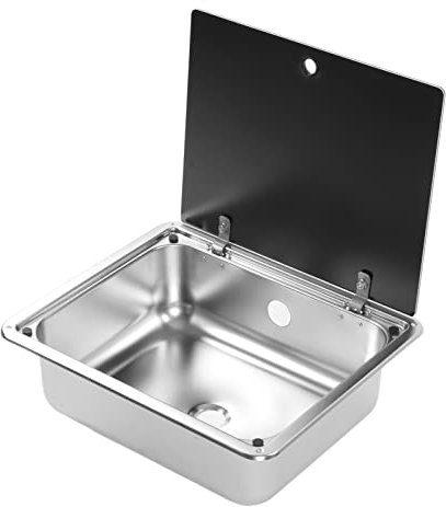 Lavello in Acciaio Inossidabile 304, Stile Moderno, Facile da Pulire, Antiruggine, Design Unico, Scarico Rapido, Lavandino Quadrato per Bagno di Yacht Camper