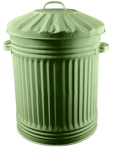 60L Sage Retro Bin Vintage Style Metal Dustbin with Lid Suitable for Indoor or Outdoor - Classic Bin Steel Dustbin for Animal Feed, General Waste, Storage and More - Sage - 60 Litre