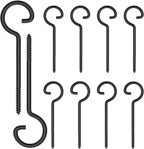 ASZUNE Screw Hooks for Hanging 6in,10Pack Long Screw-in Hooks,Ceiling Hooks