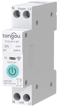 Commutateur de Disjoncteur Intelligent Tuya WiFi 1P 6A 10A 16A 20A 25A 32A 40A 50A 63A Commutateur WiFi de Télécommande Sans Fil pour Maison Intelligente (6A No Metering)